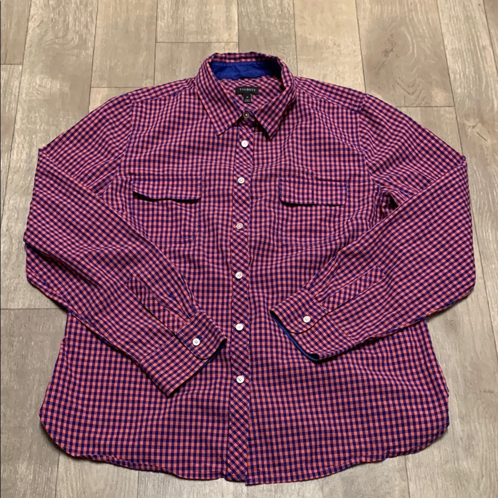 Womens Talbots Gingham Button Down‎ Casual Shirt